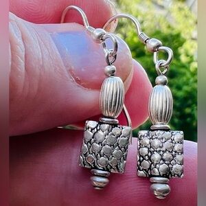 Detailed Sterling Silver Dangle Earrings